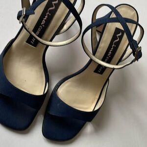 Nina Comfort Navy Blue 3.5 inch leather sandals